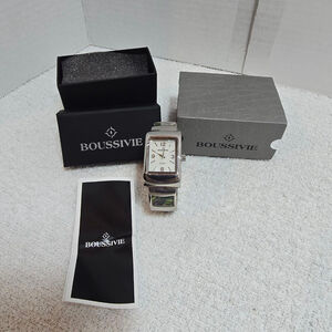 Women's BOUSSIVIE Silver Tone Quartz Watch with Green Accents, One Size